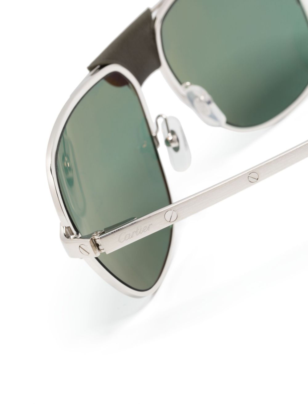 Shop Cartier Santos De  Pilot-frame Sunglasses In Silver