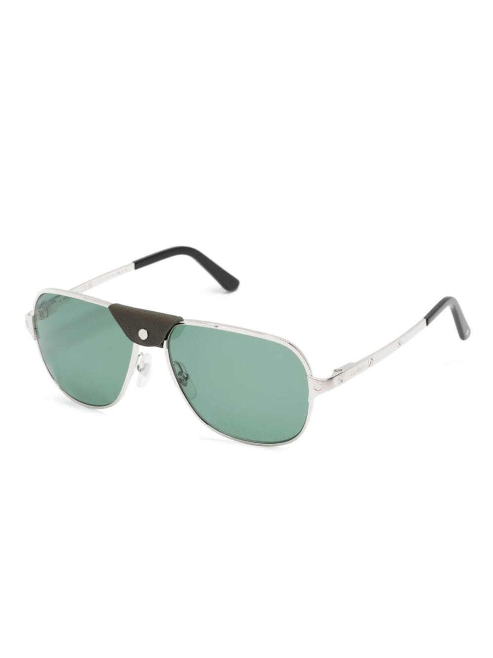 Shop Cartier Santos De  Pilot-frame Sunglasses In Silver