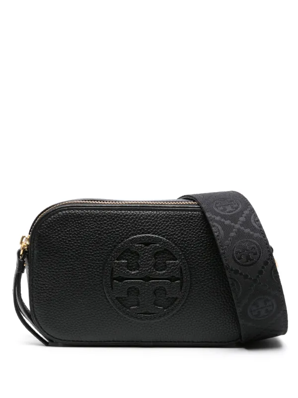 Tory burch black leather crossbody sale