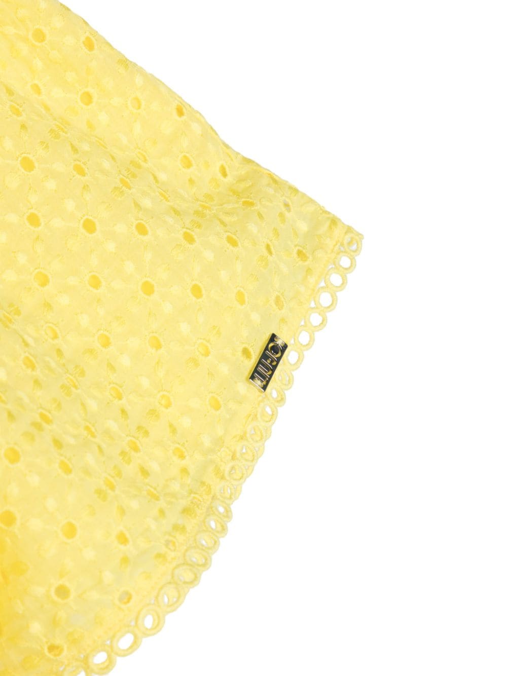 Shop Liu •jo Broderie Anglaise Cotton Shorts In Yellow