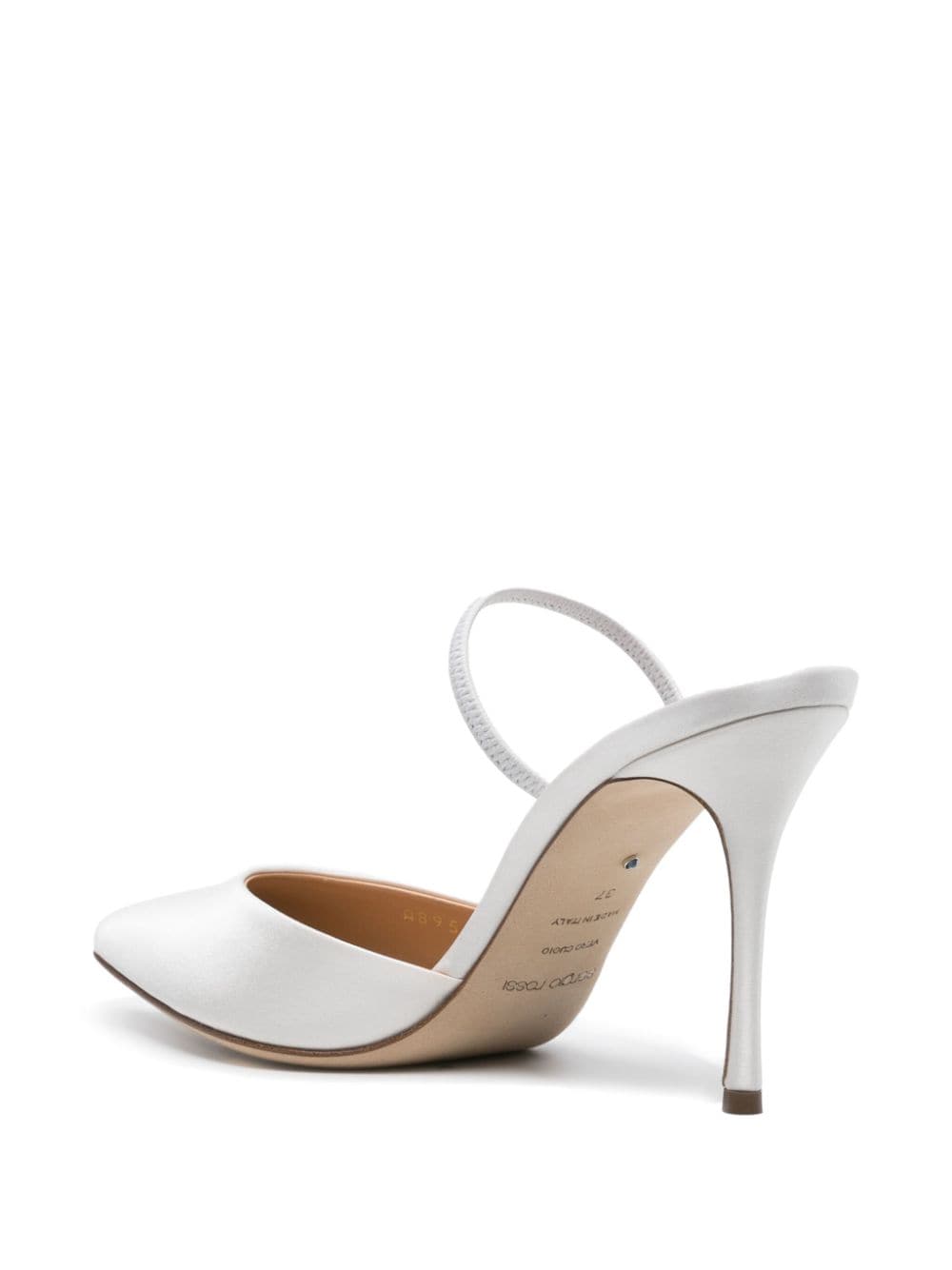 Shop Sergio Rossi Godiva Bridal 85mm Satin Mules In White