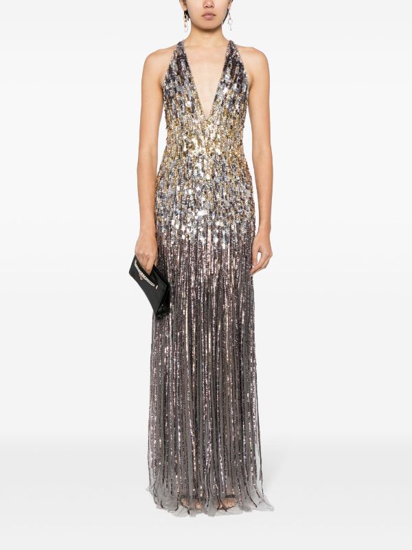 Jenny Packham Margot Halterneck Sequin Gown Farfetch