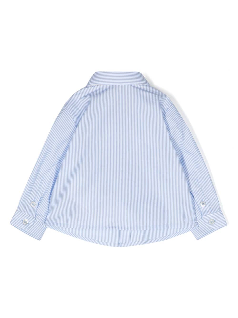 Shop Emporio Armani Striped Cotton Shirt In Blue