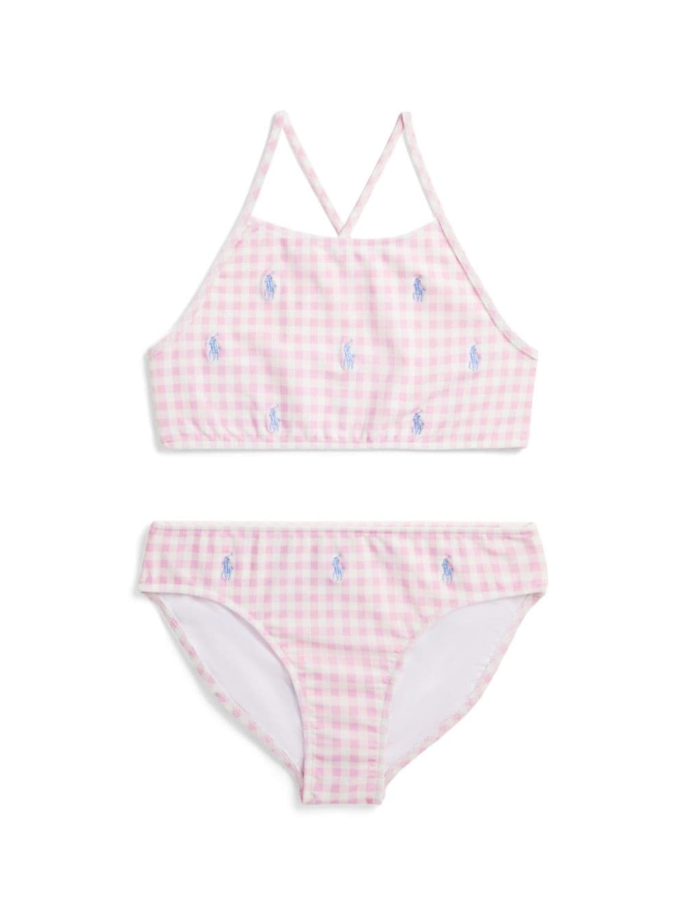 Ralph Lauren Kids' Polo Pony Embroidered Two-piece Swimsuit In Pink