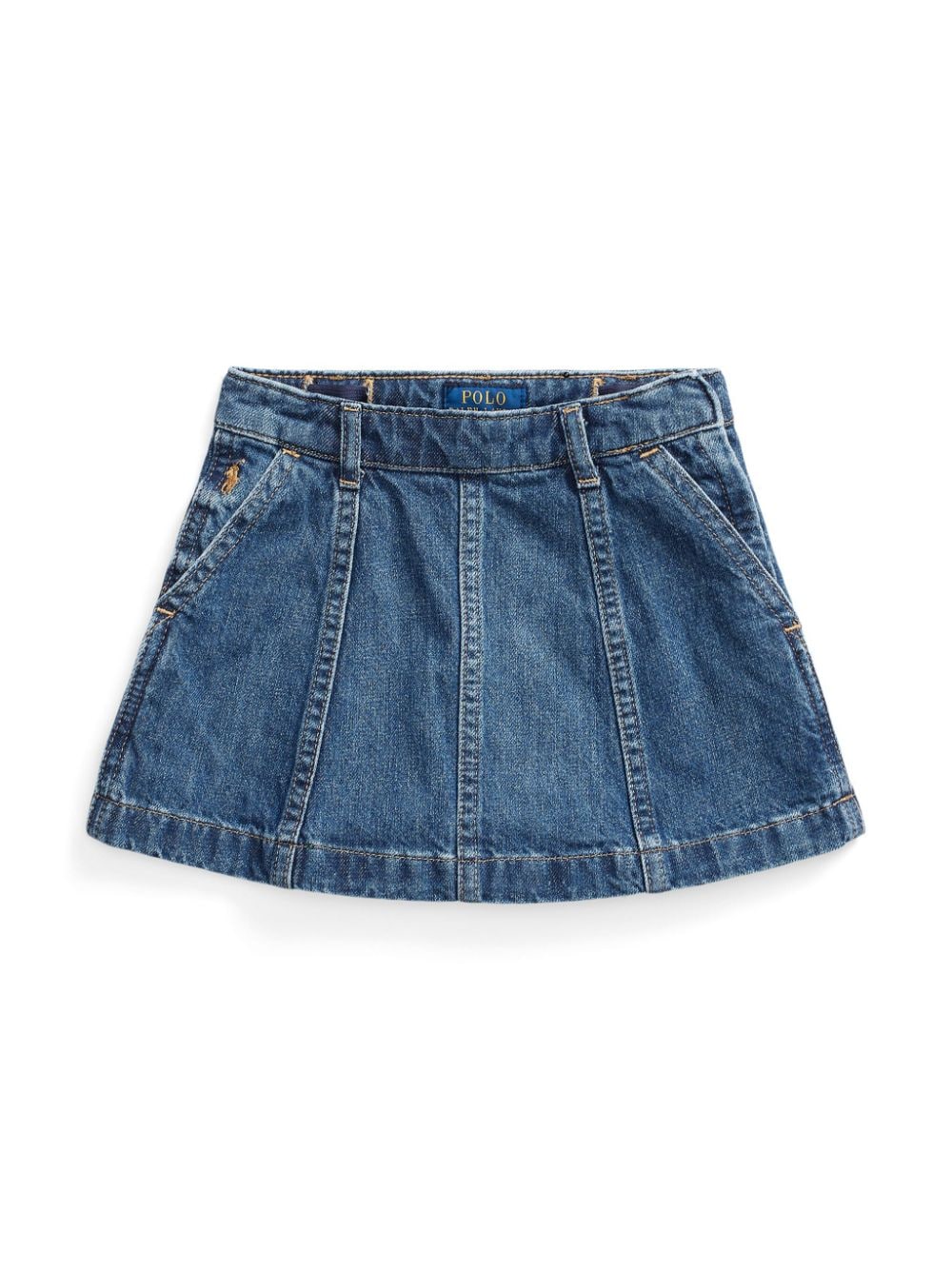 Ralph Lauren Flared Denim Miniskirt In Blue