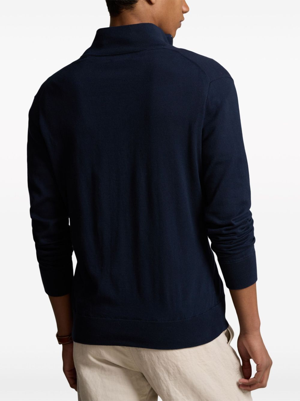 Shop Polo Ralph Lauren Polo Pony Zip-front Cotton Sweatshirt In Blue