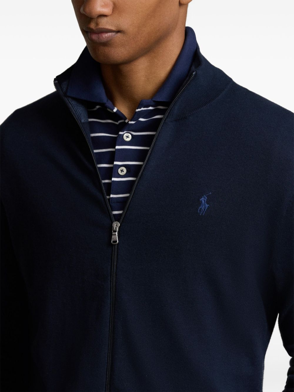 Shop Polo Ralph Lauren Polo Pony Zip-front Cotton Sweatshirt In Blue