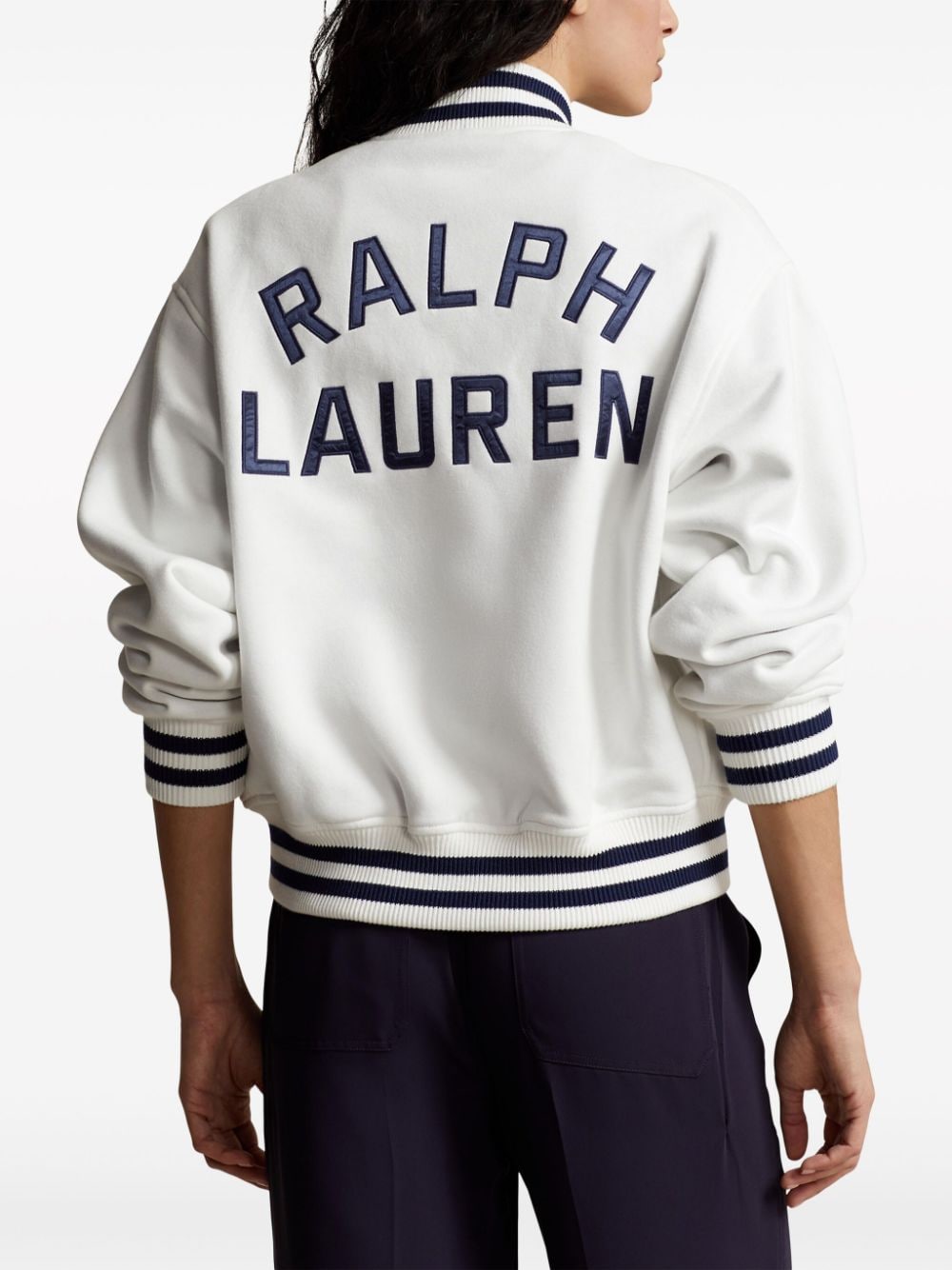 Shop Polo Ralph Lauren Logo-embroidered Reversible Bomber Jacket In White