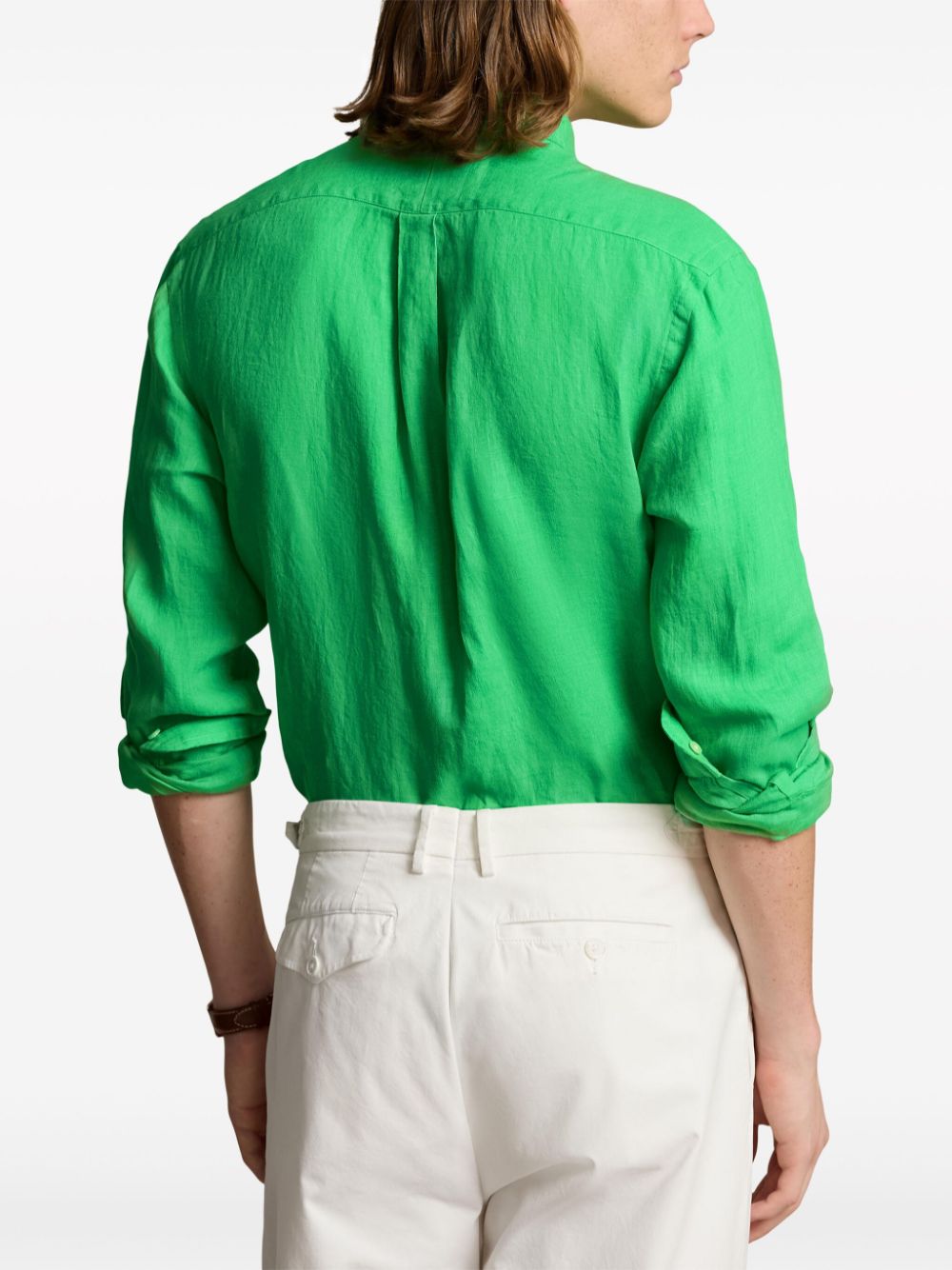 Polo Ralph Lauren Linnen button-down overhemd met logo Groen