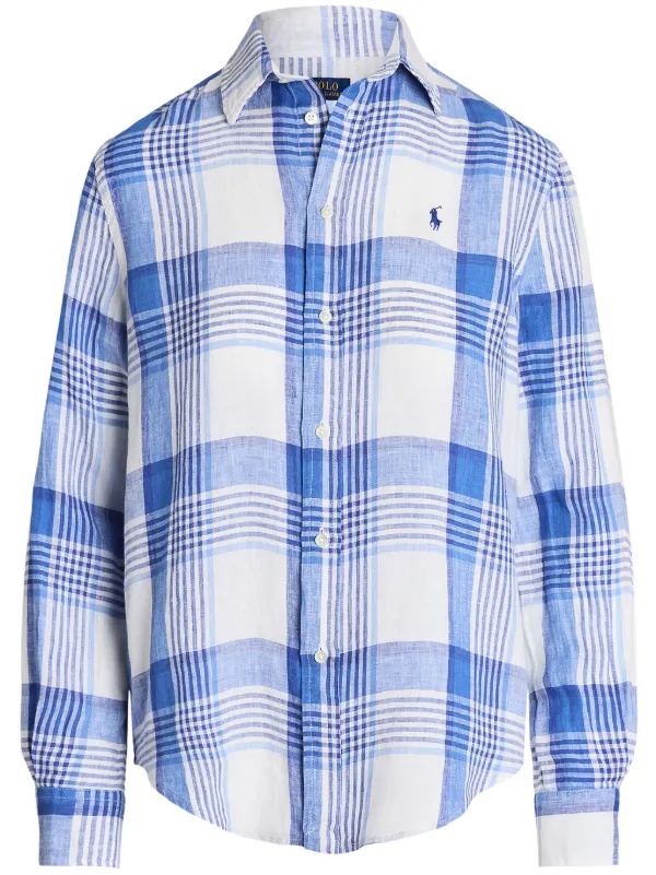 Polo Ralph Lauren Checked Linen Shirt Blue FARFETCH CA