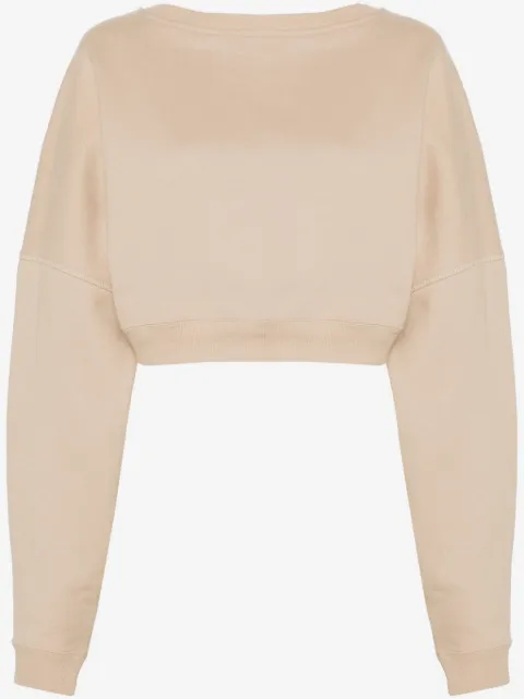 Saint Laurent logo-embroidered cropped sweatshirt