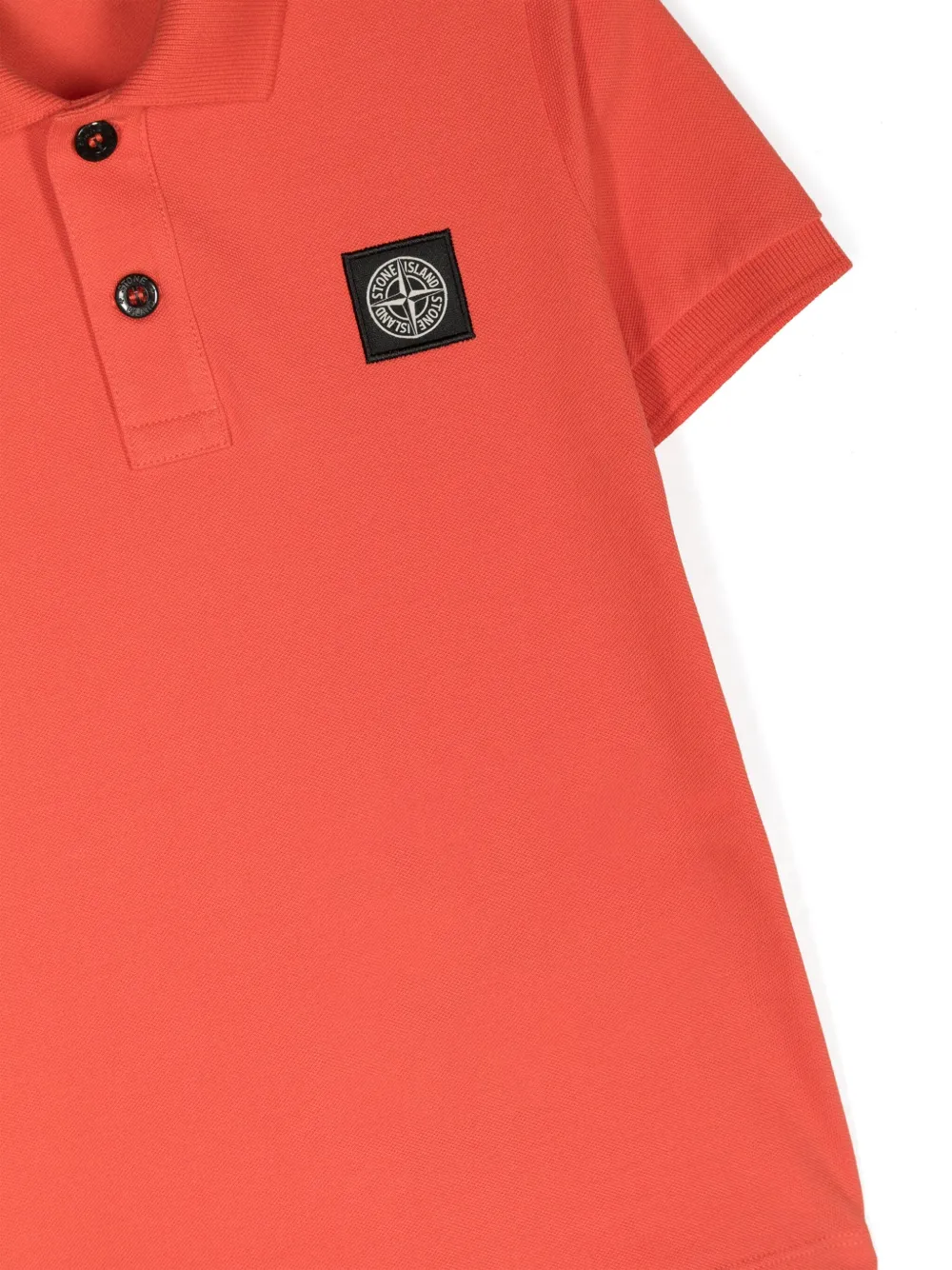 Shop Stone Island Junior Compass-motif Polo Shirt In Orange