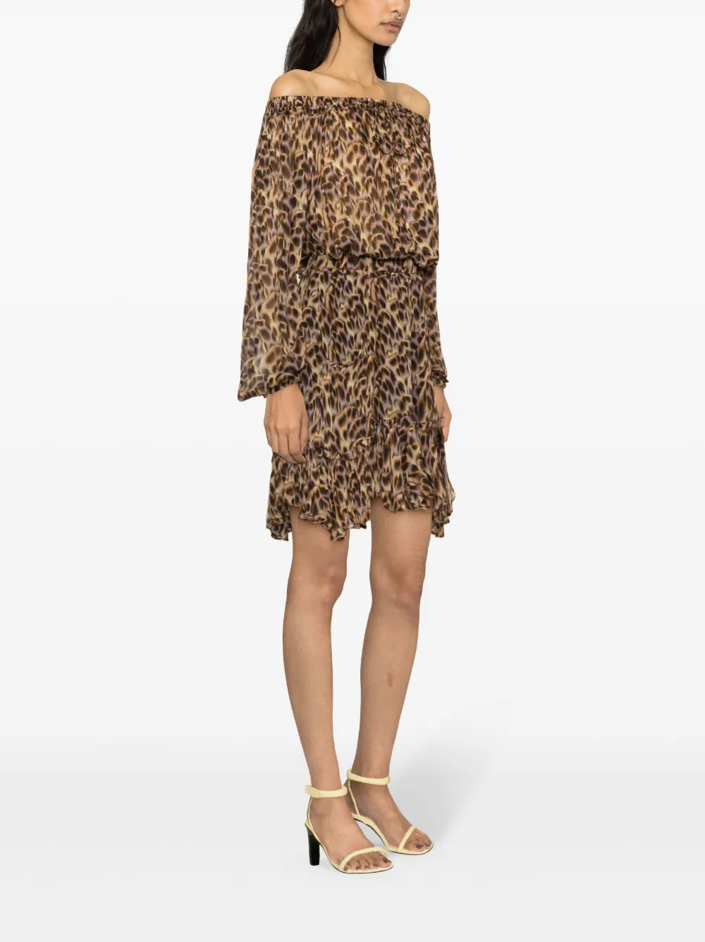 Shop Isabel Marant Étoile Viera Graphic-print Miniskirt In Braun