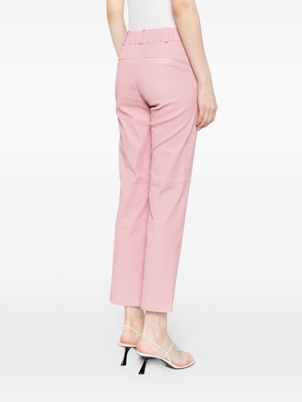 Shop Arma Leather Cropped Trousers In Pink