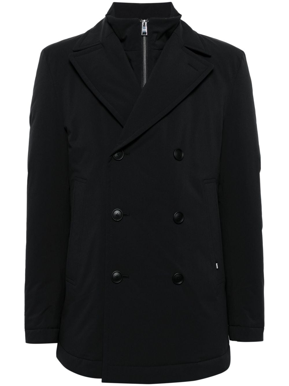 Hugo Boss Double-breasted Down Coat In Black