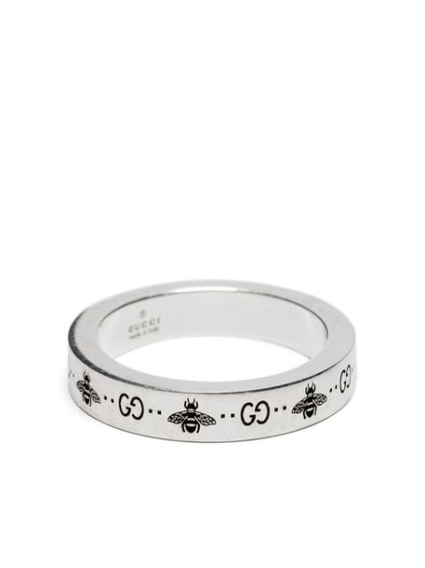 Gucci GG and Bee engraved ring