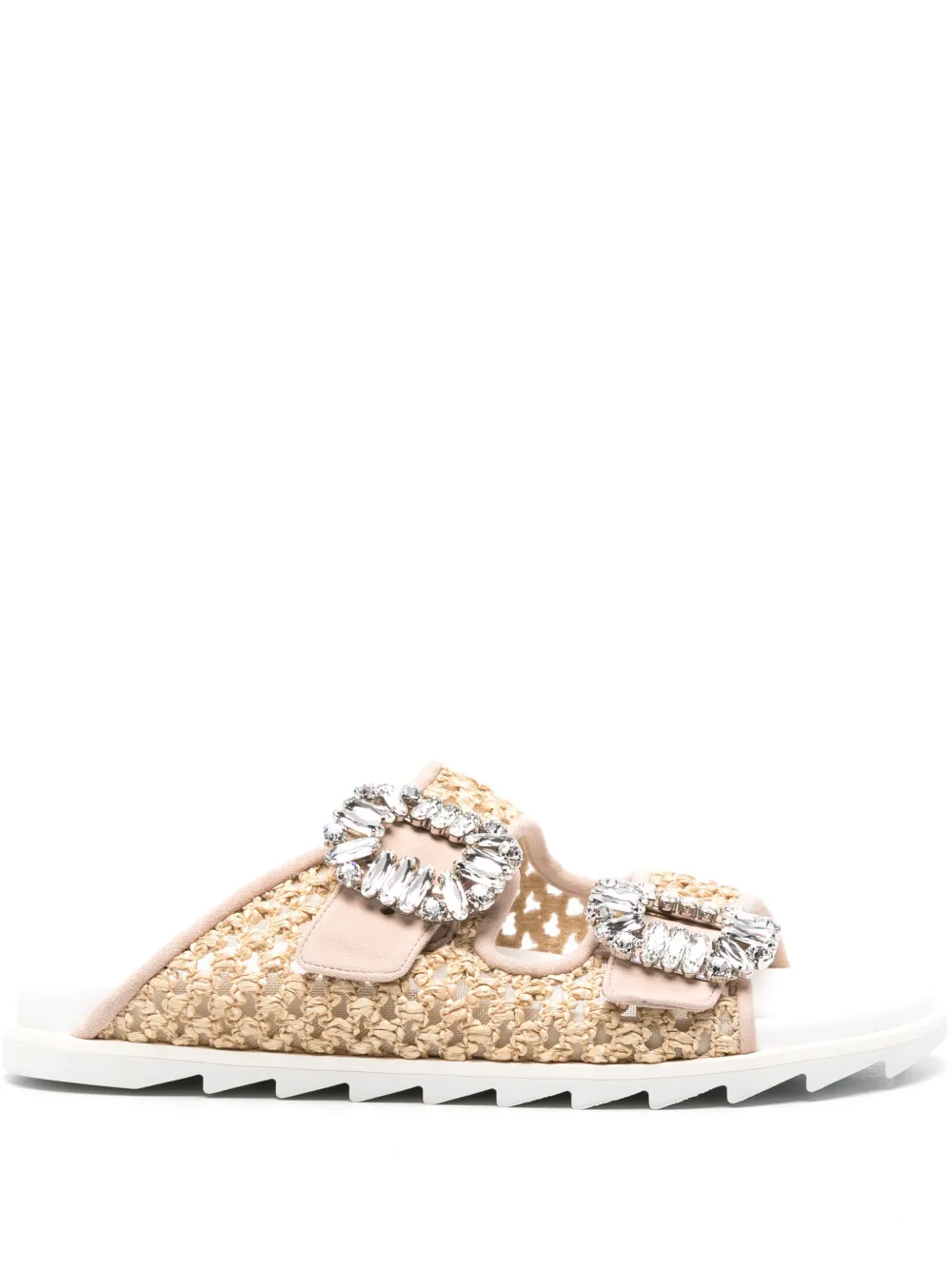 Roger Vivier Slidy Viv' Strass raffia sandals | Neutrals | Image 1
