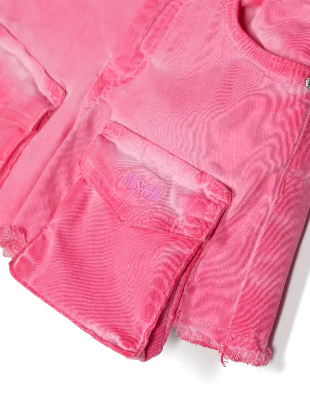 Shop Msgm Embroidered-logo Twill Shorts In Pink