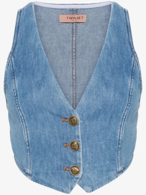 TWINSET button-up denim waistcoat