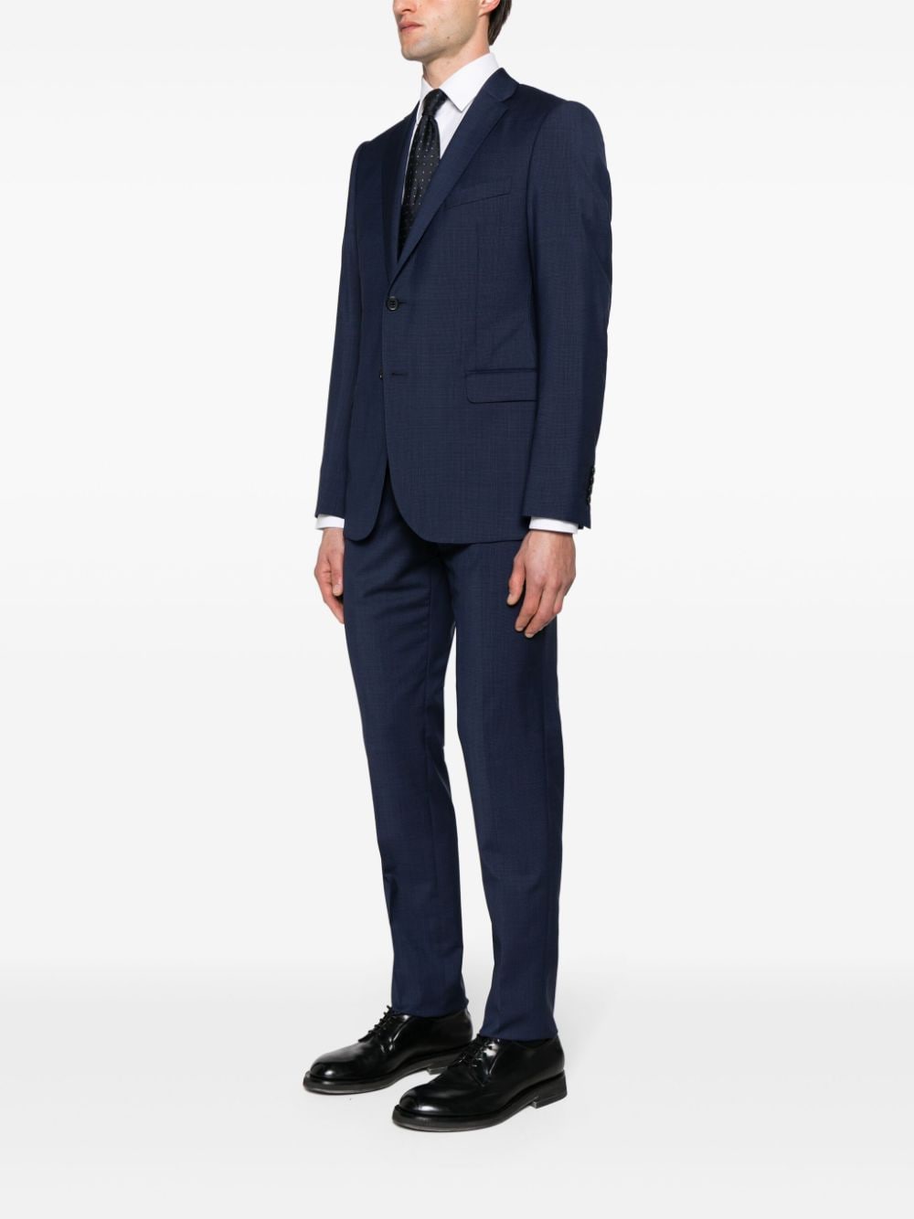 Shop Emporio Armani Checked Single-breasted Suit In Blue