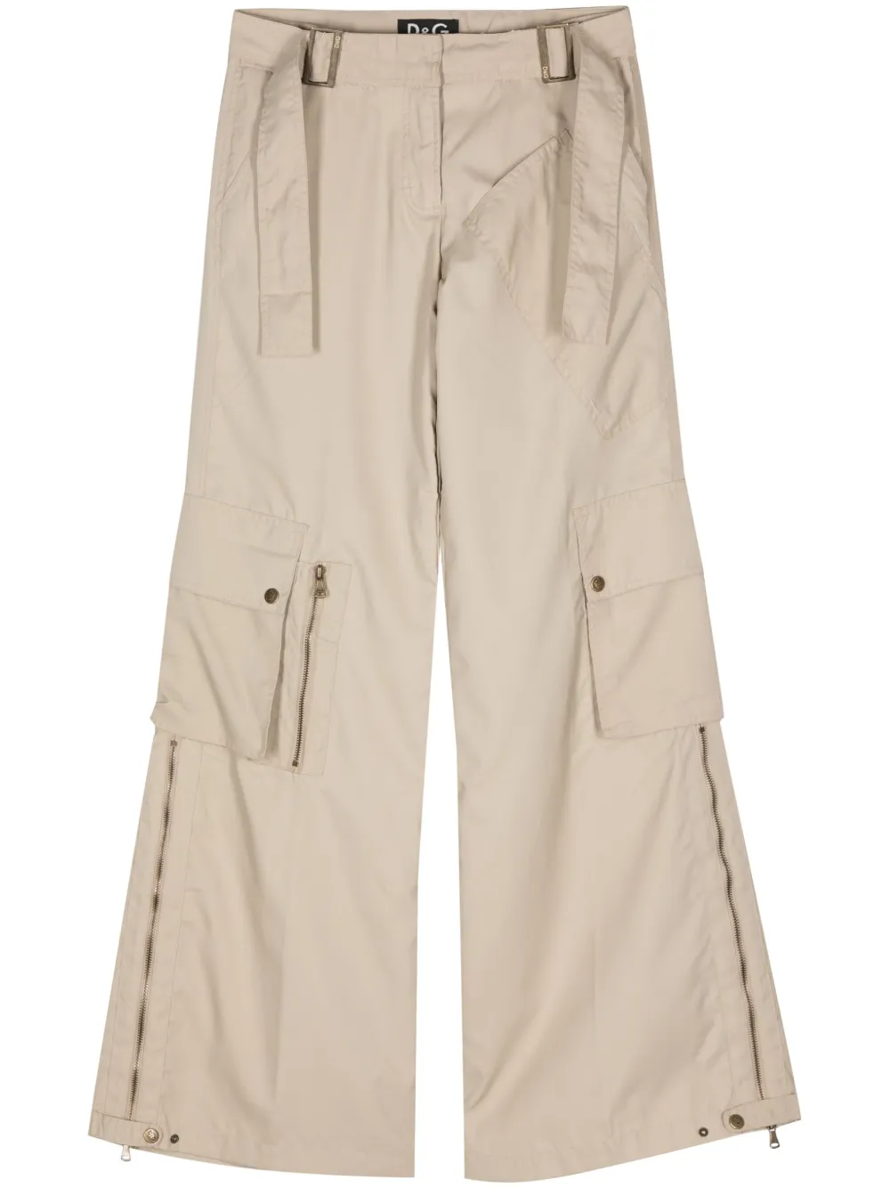 Pre-owned Dolce & Gabbana 2000s Wide-leg Trousers In Neutrals