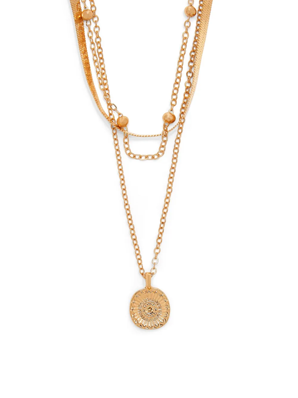 Shop Hzmer Jewelry Layered Sun-pendant Necklace In Gold