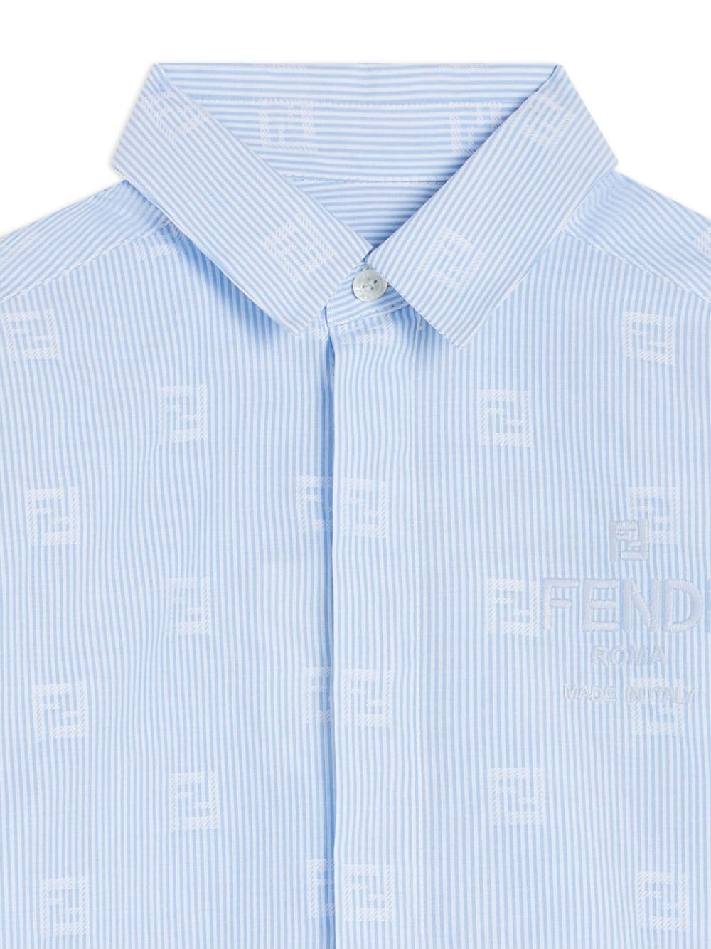 Shop Fendi Striped Cotton Shirt In Blue