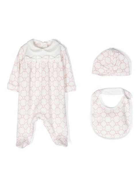 Liu Jo Kids monogram-print cotton babygrow set
