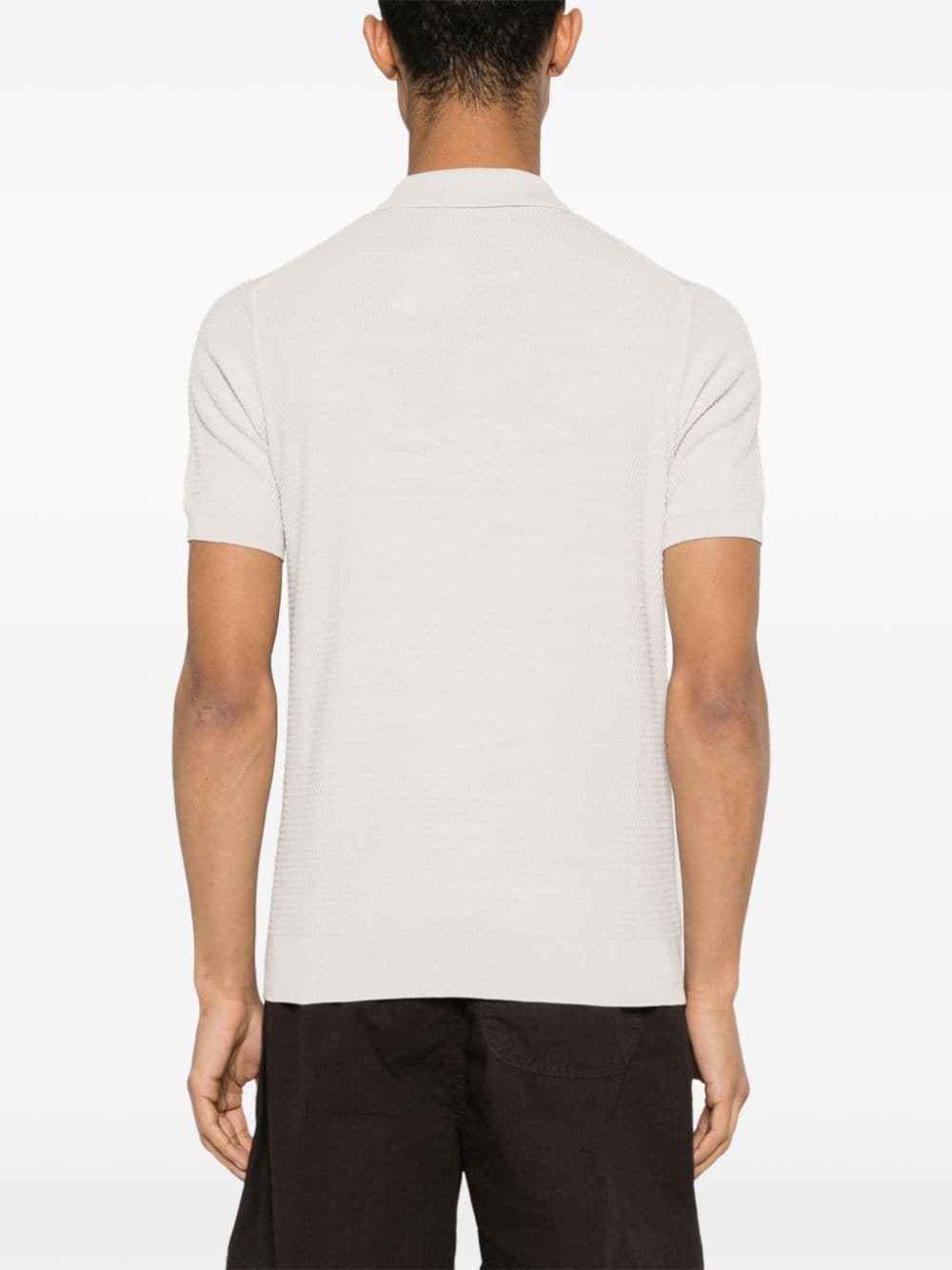 Shop Corneliani Purl-knit Cotton Polo Shirt In Neutrals