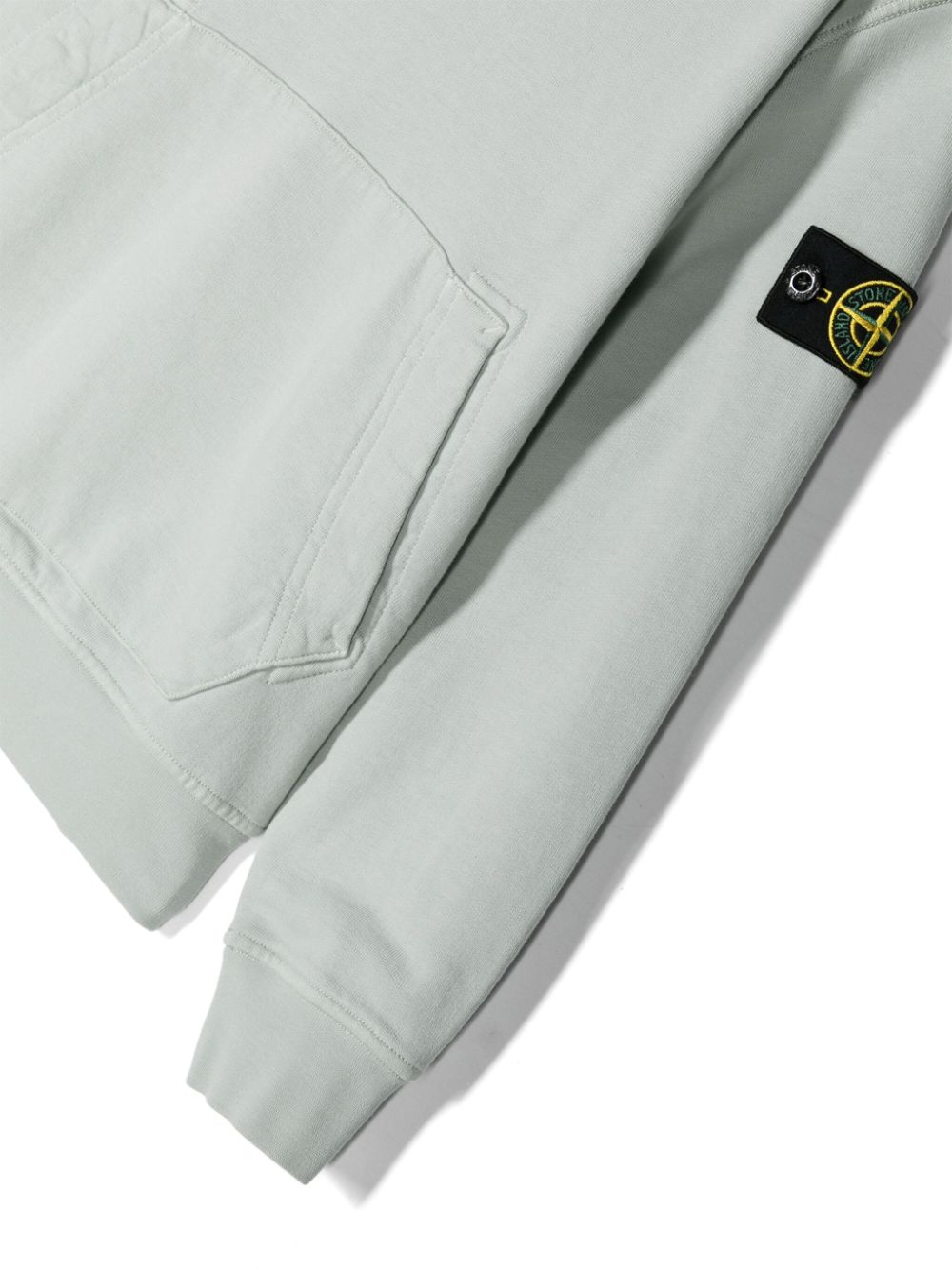 Shop Stone Island Junior Compass-badge Cotton Hoodie In Grey