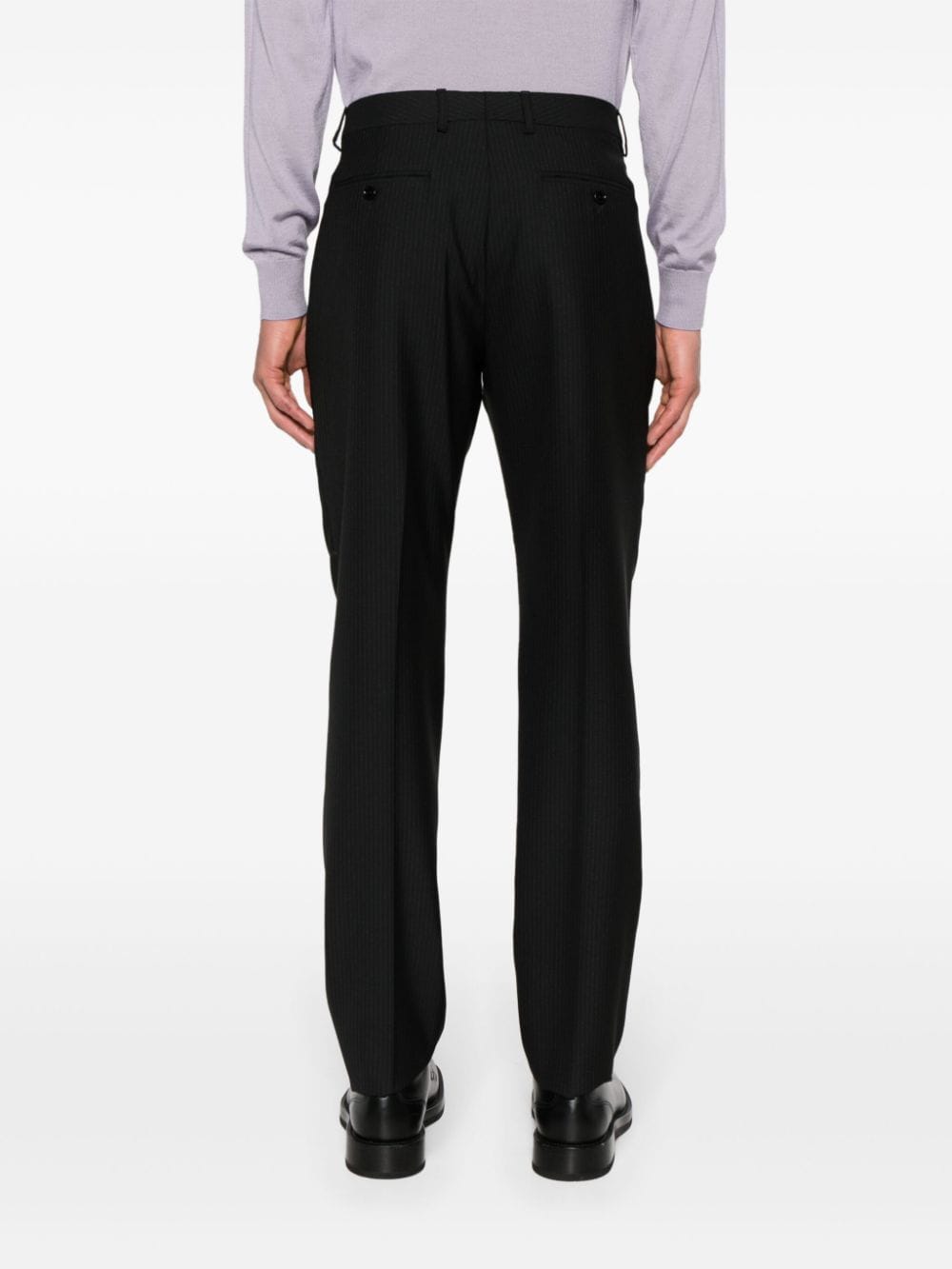 Shop Lardini Attitude Pinstripe-pattern Trousers In Black