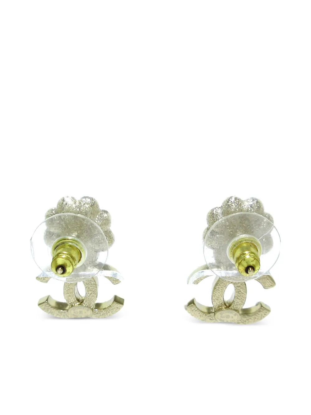CHANEL Pre-Owned CC Flower rhinestone-embellished earrings - Goud