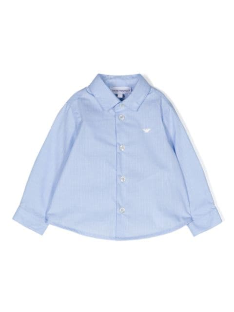 Emporio Armani Kids stripe-embroidered cotton shirt
