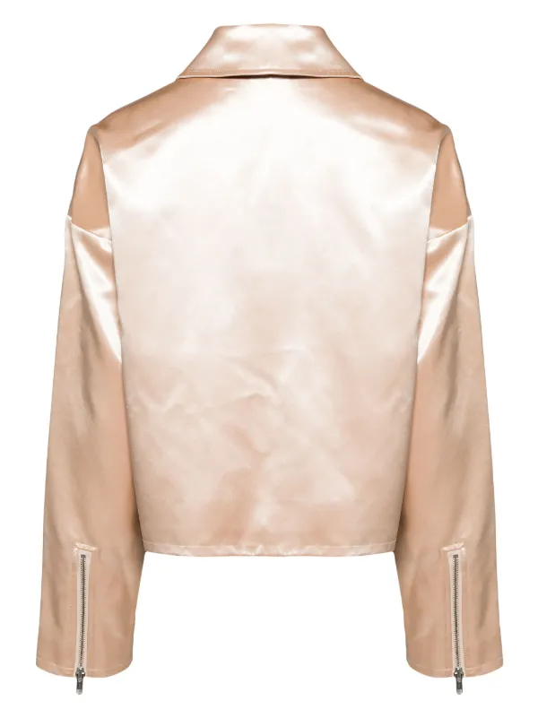STAUD Lennox satin-finish Jacket | Brown | FARFETCH