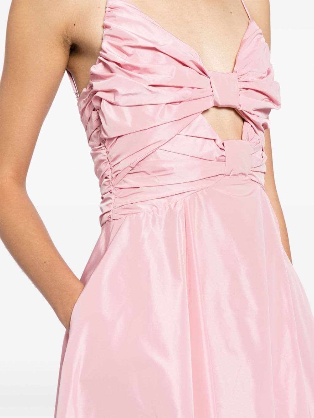 Shop Staud Dayanara Bow-embellished Midi Dress In Pink