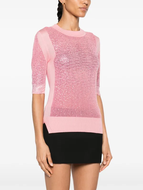 送料無料キャンペーン Scervino Ermanno crystal-embellished Pink | Top Cotton トップス