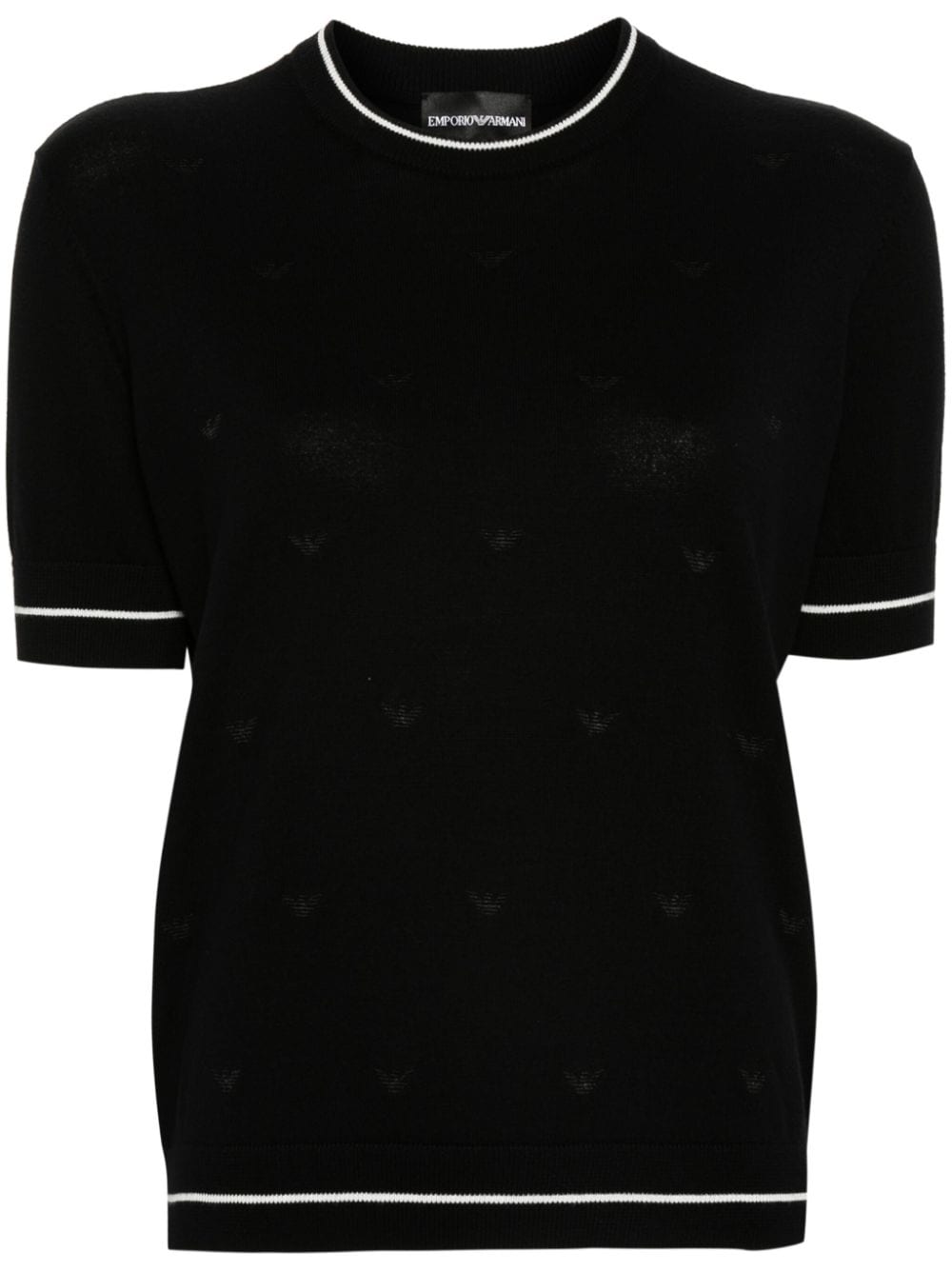 Emporio Armani Fine-knit Cotton Top In Black