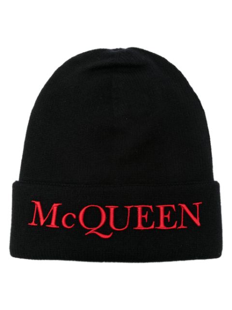 Alexander McQueen logo-embroidered cashmere beanie Men