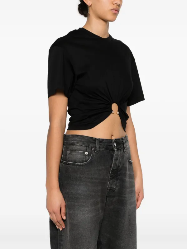 Rabanne ring-embellished T-shirt | Black | FARFETCH