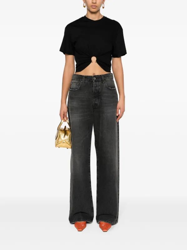 その他 Rabanne 23AJTO539CO0485 Rabanne ring-embellished T-shirt | Black | FARFETCH