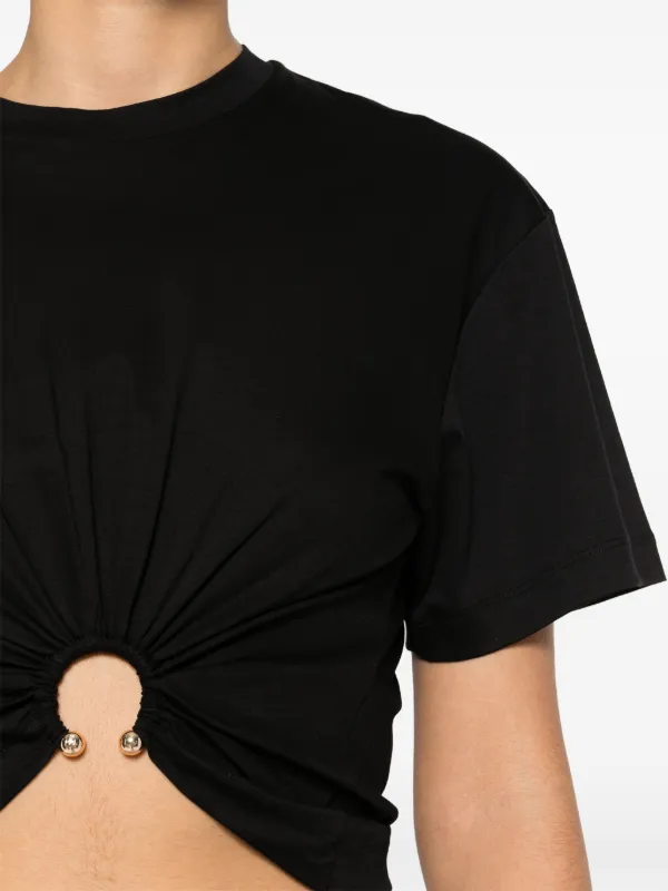Rabanne ring-embellished T-shirt | Black | FARFETCH
