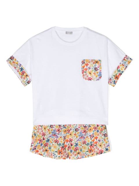 Il Gufo floral-print cotton shorts set
