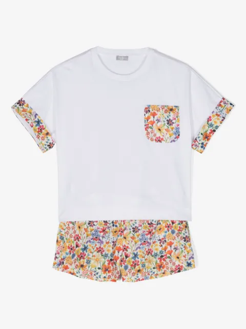 Il Gufo floral-print cotton shorts set