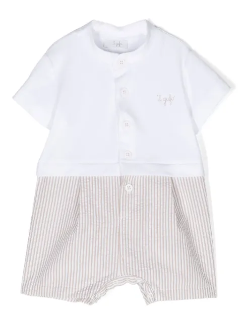 Il Gufo logo-embroidered striped romper