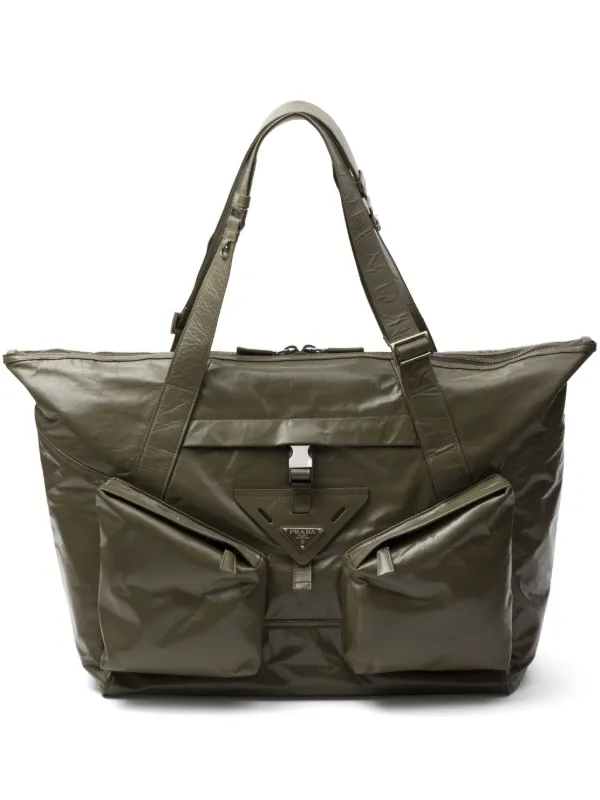 Prada レザーボストンバッグ | グリーン | FARFETCH JP