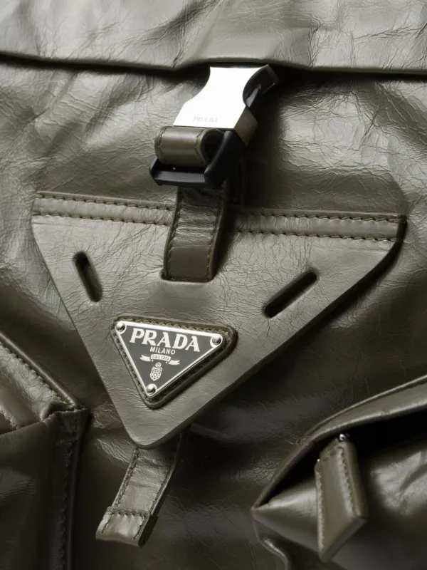 Prada レザーボストンバッグ | グリーン | FARFETCH JP