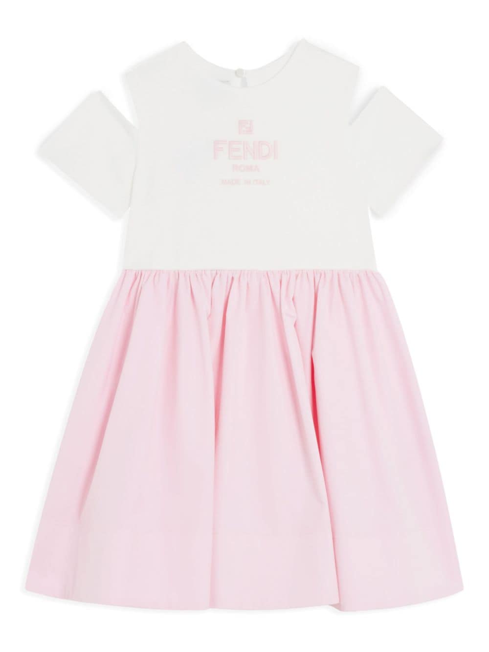 Fendi Kids' Logo-embroidered Cotton Dress In Pink