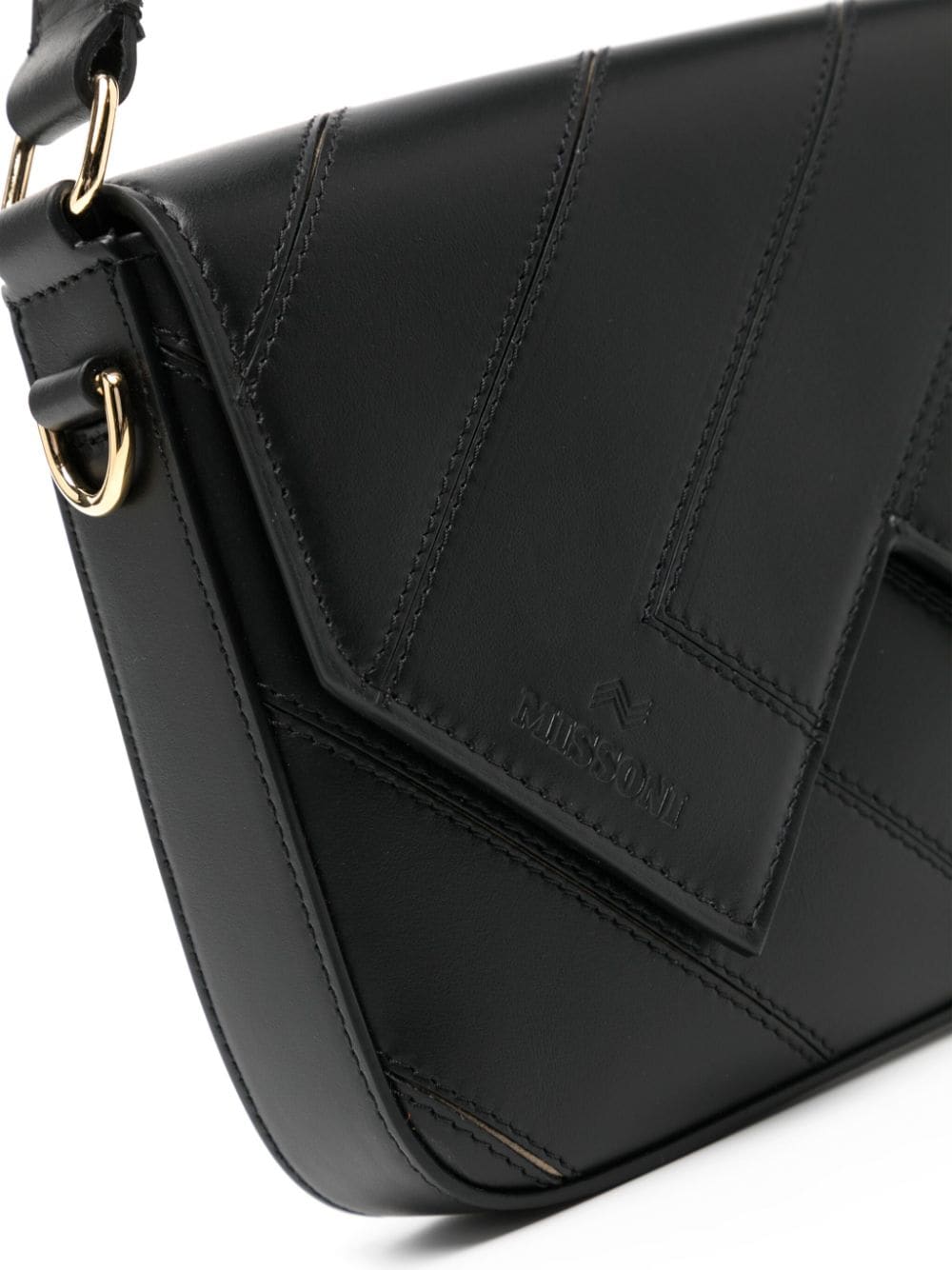 Shop Missoni Flap Wave Leather Shoulder Bag In Black