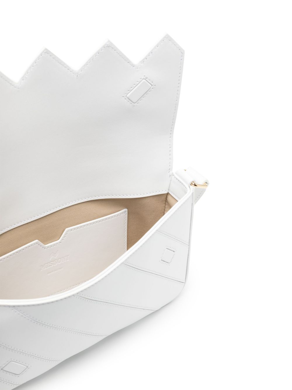 Shop Missoni Flap Wave Leather Shoulder Bag In White