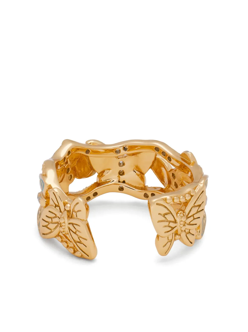 Hzmer Jewelry Butterfly Crystal-embellished Ring In Gold